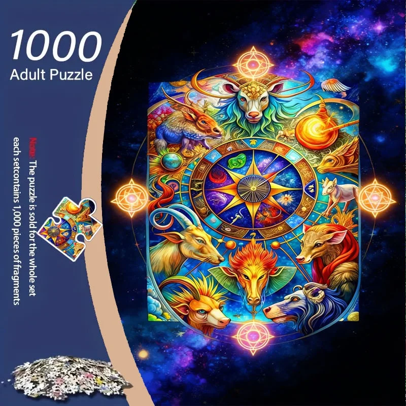 

1000 шт. пазл «Мифические существа» подходит для взрослых, семей, геймеров — 27,55 × 19,69 дюймов, картонный DIY снятие стресса