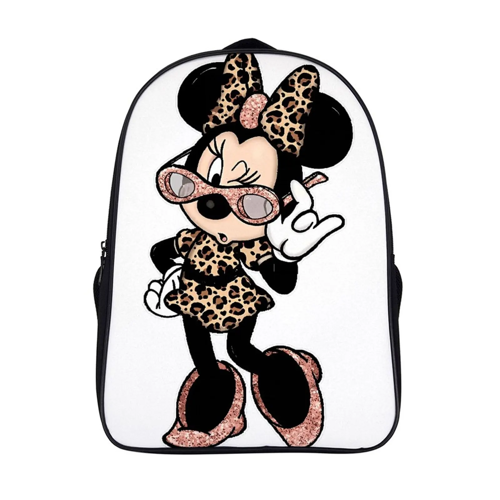 Fashion Student's Backpack Cartoon Disney Minnie Mouse School Bag 16 Inch 2 Compartment Backpack Student Schoolbag