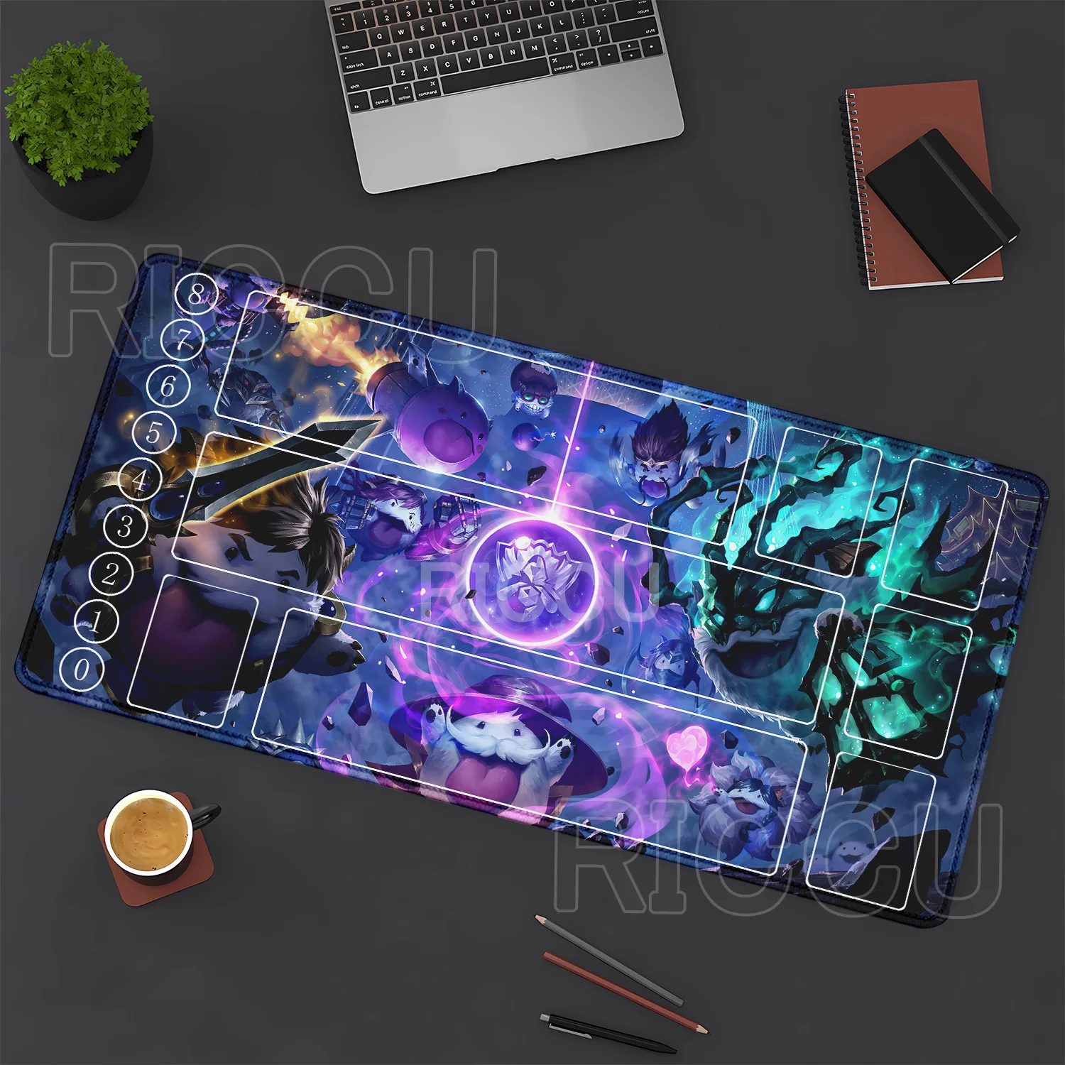 League of Mouse Pad Legends Riftbound Series TCG LOL Karten-Schreibtischunterlage 600x350mm Büro-Spielmatte mit genähtem Rand Brettspiel HD-Druck Spielmatte