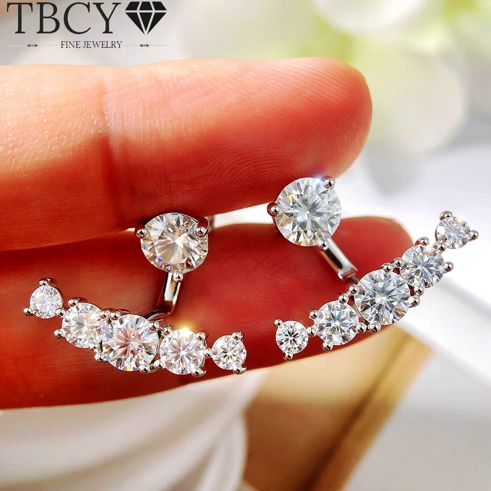 TBCYD 1CT Moissanite Stud Earrings with Gift Box 925 Silver White/Yellow/Rose Gold Plated Sparkling Fine Party Jewelry for Women