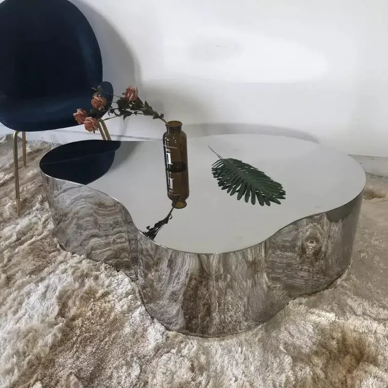 Versatile special-shaped stainless steel mirror silver coffee table living room coffee table coffee table non-specification