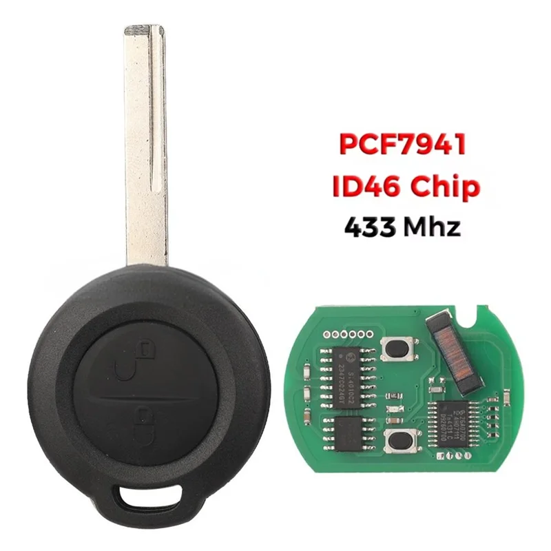 

BB-автомобильный ключ с дистанционным управлением ID46 PCF7941 433 МГц, 2 кнопки для Mitsubishi Colt 2002-2012 Cabriolet 2006-2008, аксессуары