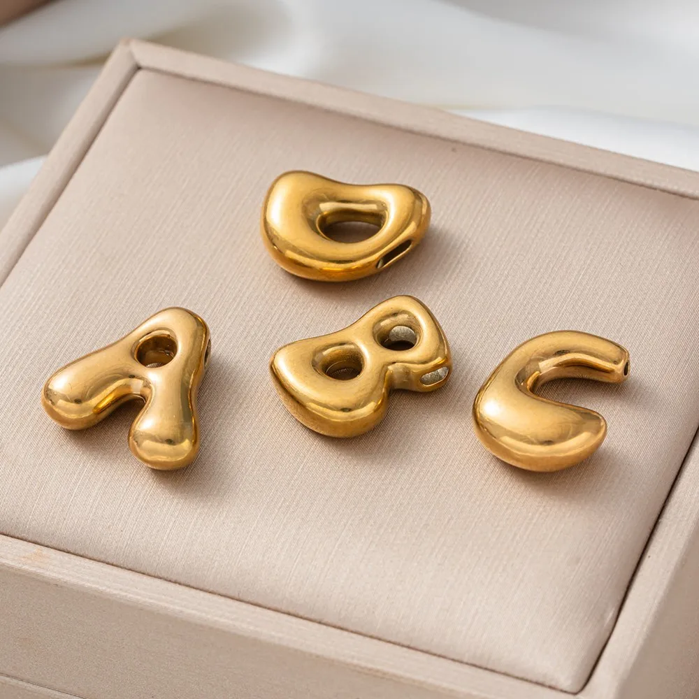 5Pcs Fashion Stainless Steel Gold Plated Capital 26 Letter Irregular Pendant Beads For DIY Necklaces Bracelets Jewelry Making view 3