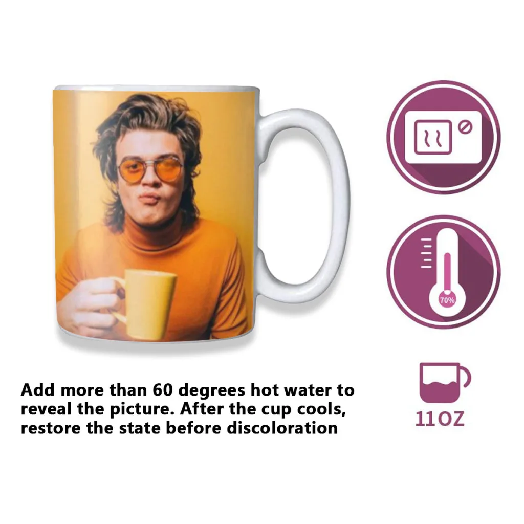 Joe Keery Free shipping Magic Color Changing Ceramic Coffee Mug Cup Friends Gift