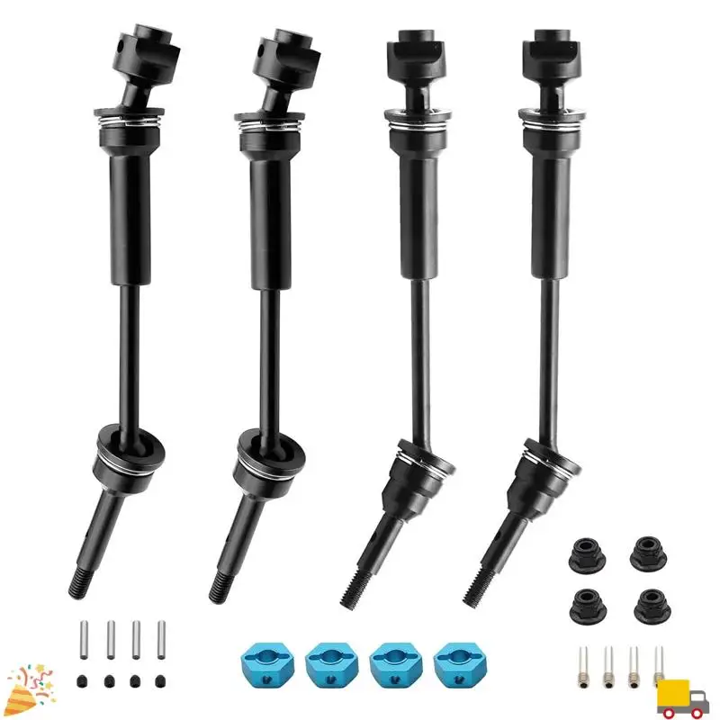 4 ชิ้นเหล็กด้านหน้าและด้านหลังเพลาขับ CVD สําหรับ 1/10 Traxxas Slash Rustler Stampede Hoss 4X4 RC รถอะไหล่อัพเกรด