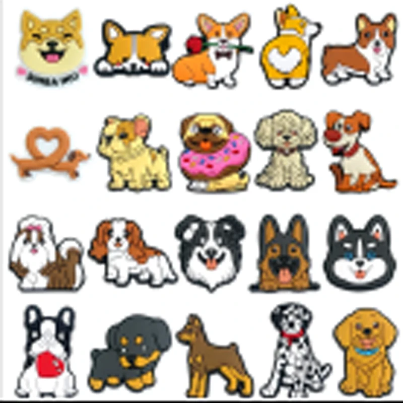 

20PCS Cute Pet Series Shoe Charms Set For Clogs Bag Bubble Slides Sandals, PVC Shoe Decorations Beach Bag Accessories