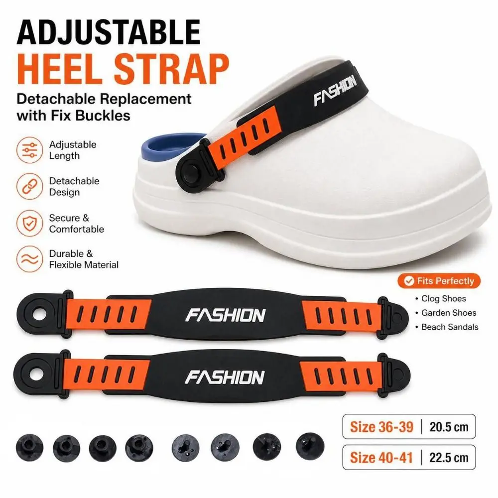 1pair Adjustable Hole Shoes Strap Fix Buckles Secure Fit Beach Slippers Straps Detachable DIY Shoe Decoration