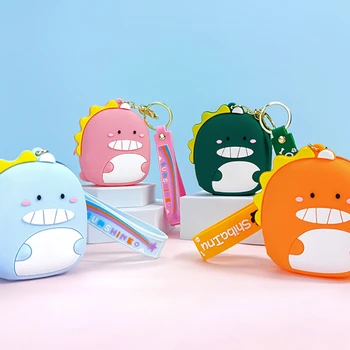 귀여운 공룡 가방 휴대용 버킷 동전 지갑, 실리콘 동전 가방, 잡화 보관 가방, 펜던트 키체인, 여성용 가방