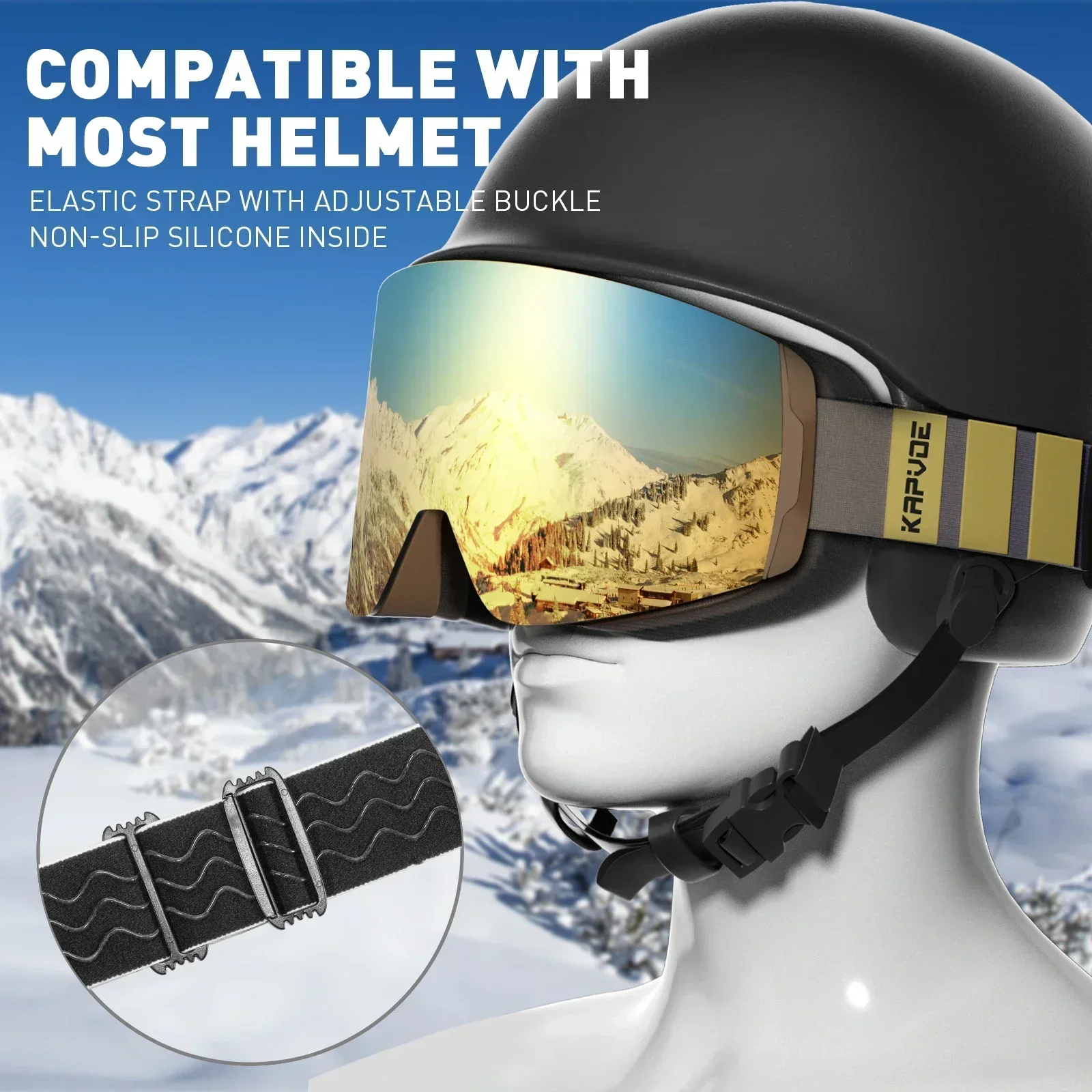 Kapvoe Ski Goggle Case Set Snowboard Anti-Fog for Men Women Eyewear Kit UV400 Snow Glasses Sunglasses with Extra Yellow LENS - view 3