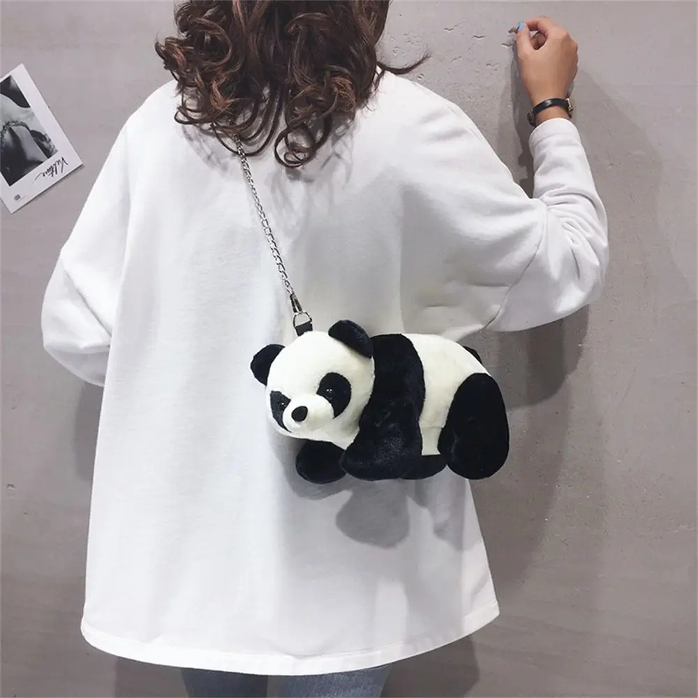 Stuffed Animals Plush Shoulder Bag Plush Toy Warm Fluffy Crossbody Bag Cute Cartoon Kindergarten Plush Panda Bag Coin Purse