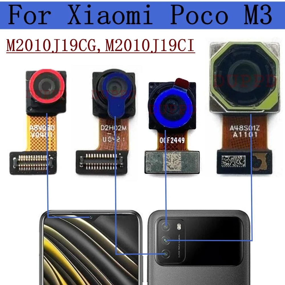 Front Back Camera For Xiaomi Mi Poco M3 M2010J19CG,M2010J19CI Frontal Backside Small Rear Selfie Camera Module Spare