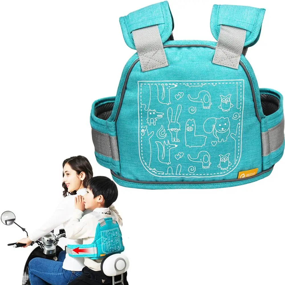 Breathable Motorcycle Kids Safety Belt Adjustable Reflective Strap Rear Seat Harness 4-in-1 Buckle Non-Slip