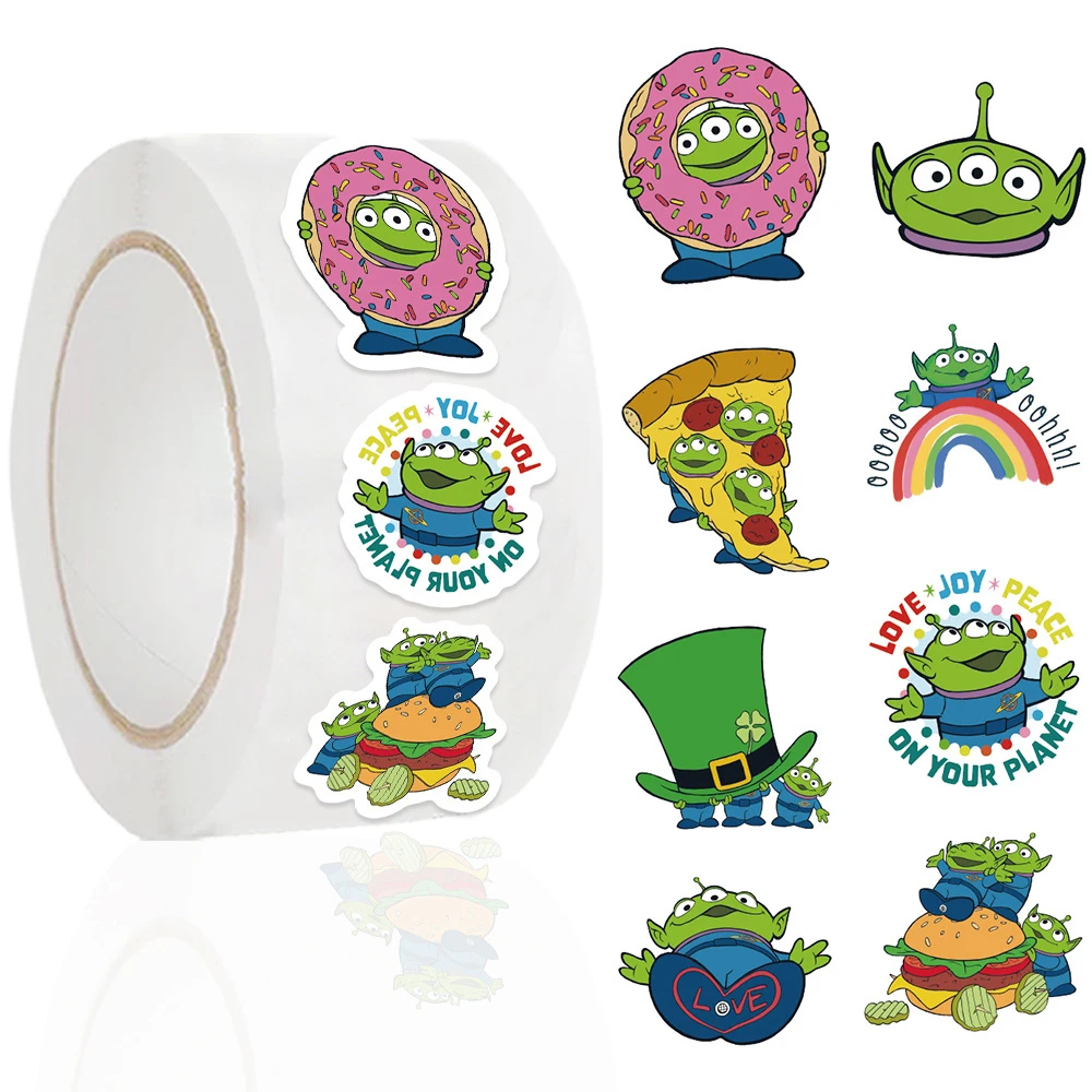 500pcs/Roll Cute Three-eyed Alien Graffiti Stickers Disney Cartoon Toy Story Decals DIY Scrapbook Suitcase Sealing Label Sticker