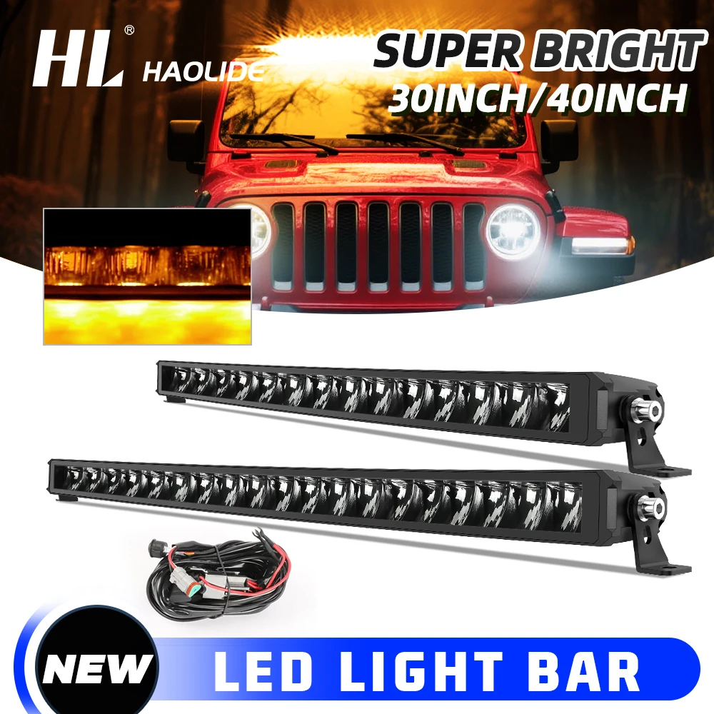 

HL Slim LED Light Bar 30inch 40inch White DRL 6000K LED Driving Work Lights Bar for Offroad Car Tractor Trucks 12-36V with Wire