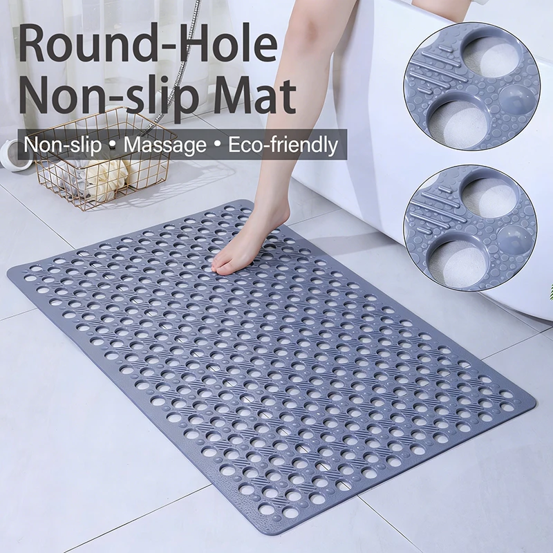 

1pc Diatomite Bath Mat 43x75cm Bathroom Non-slip Bath Mat Anti-slip Shower Mat Round Hole Design Quick Drain YSFHD02