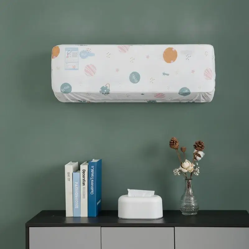 Air Conditioner Dust Cover 2PCS Universal Wall Mounted Breathable Washable Cartoon Print Dustproof for Bedroom Living Room