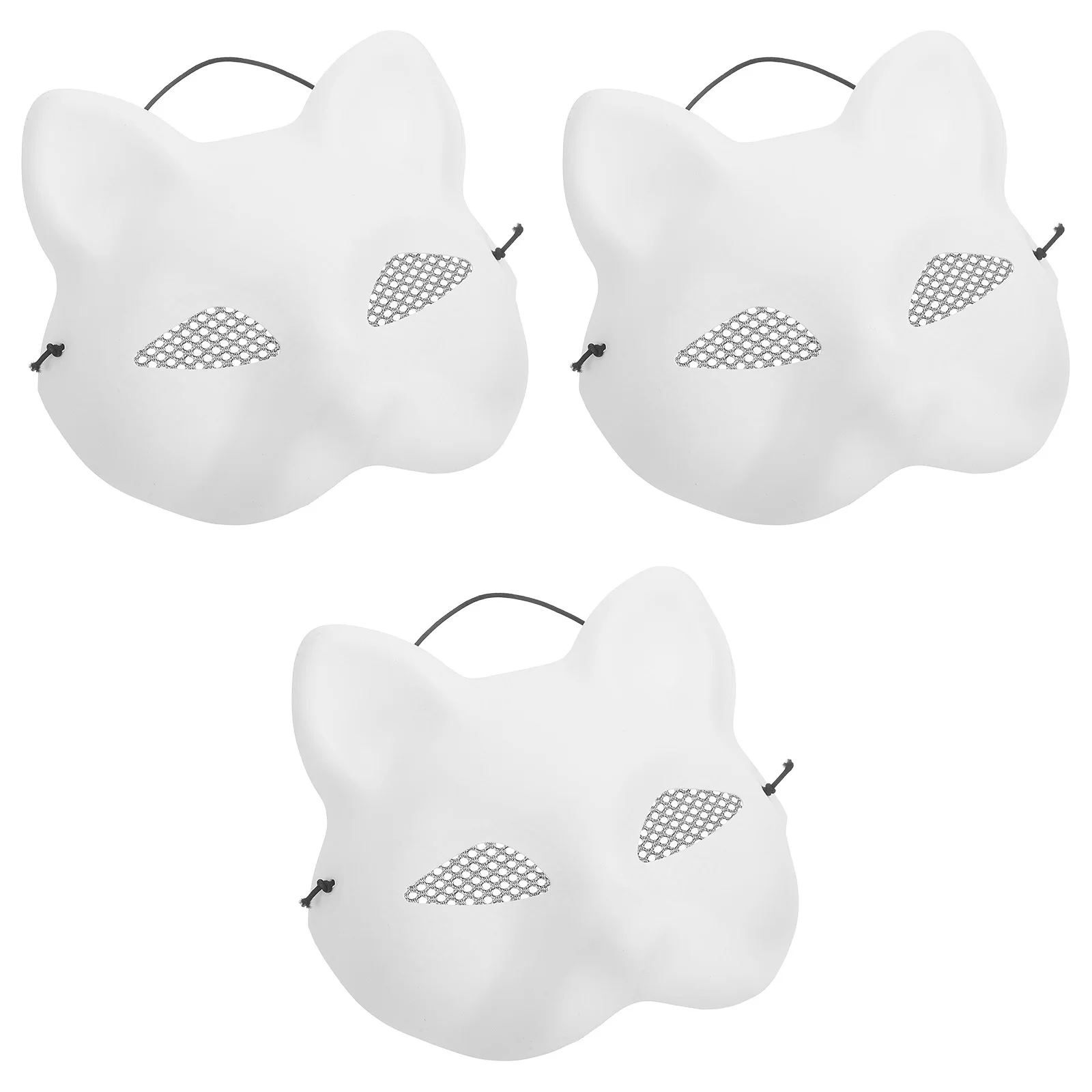 

3Pcs Cat Face Mask Blank White DIY Masks for Adults Unpainted Handmade Craft Kit Ideal for Masquerade Prom Party Halloween Event