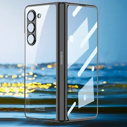 GKK Luxury Plating Hard Case For Samsung Galaxy Z Fold 5 5G 360 Protective With Front Glass Clear Cover For Galaxy Z Fold5 Case