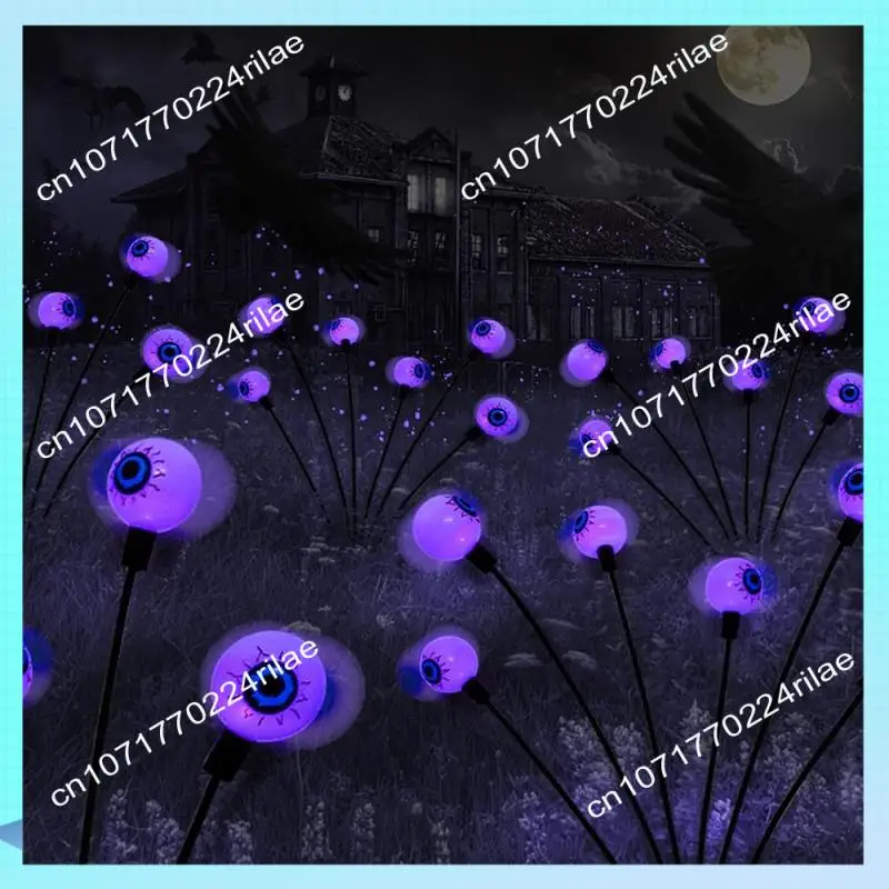 A17Z Decoraciones de Halloween Luces de globo ocular al aire libre, 4 piezas 8 LED Luces de camino solares que se balancean por el viento para jardín Patio Fácil de usar P