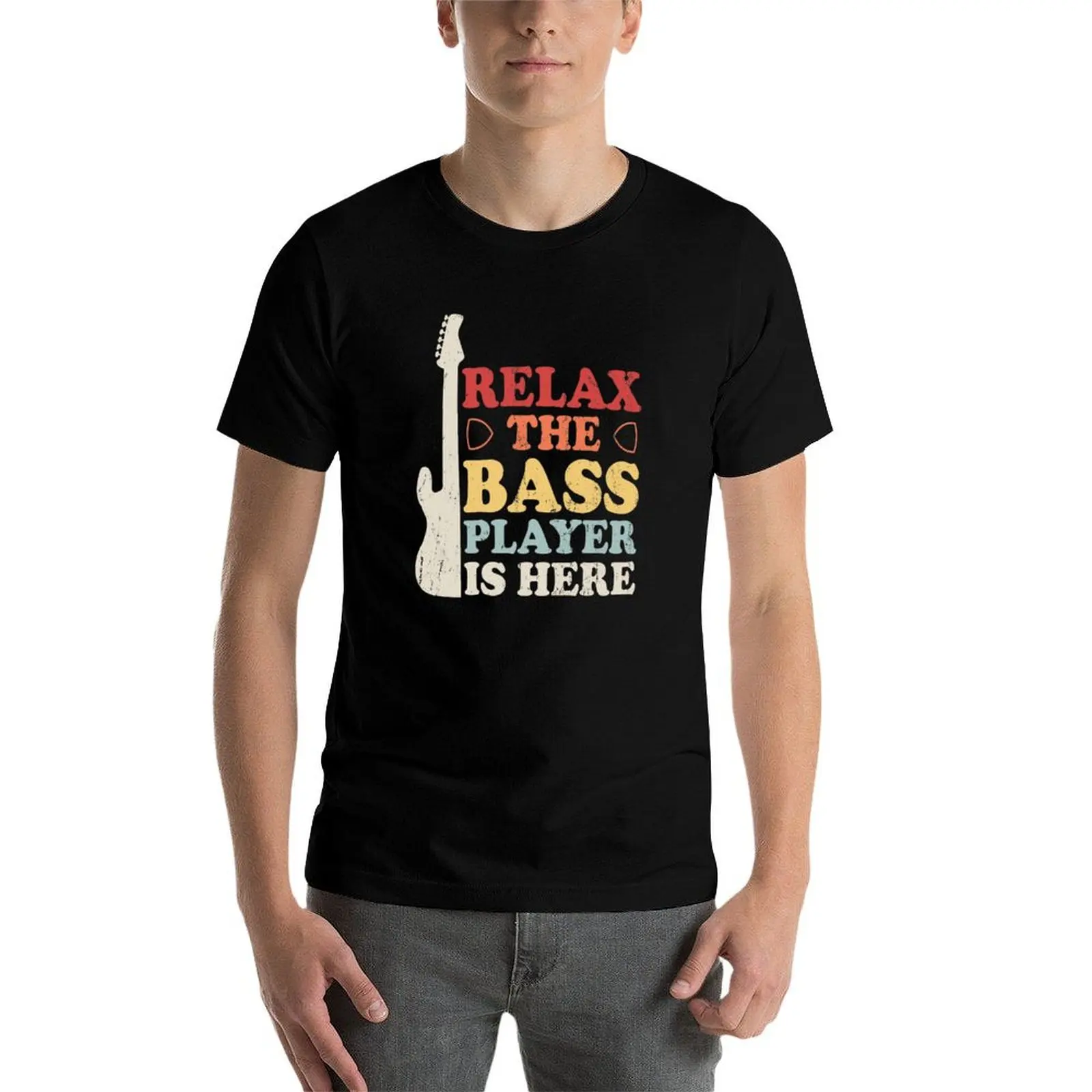 تي شيرت Relax The Bass Player Is Here تي شيرت للرجال من القطن بتصميم تي شيرت #3