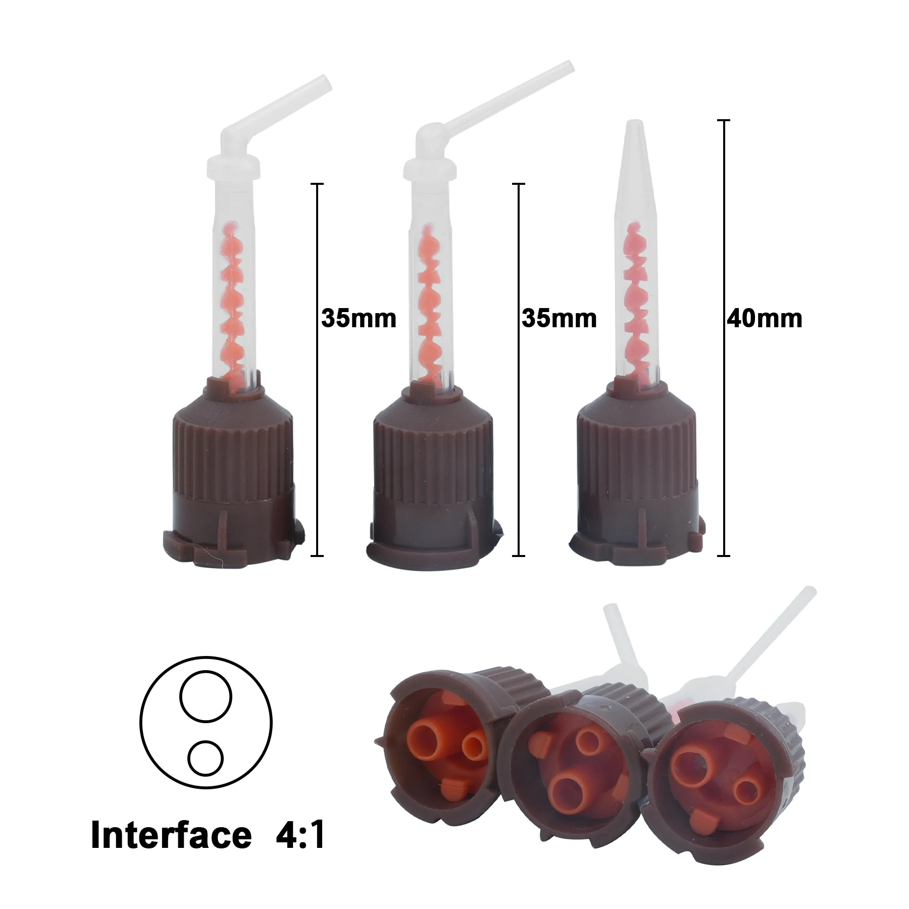 50Pcs/Bag Dental Materials Impression Mixing Tips Silicone Rubber Mix Head 10:1 Or 4:1 For Impression Mixing Dispensing Gun