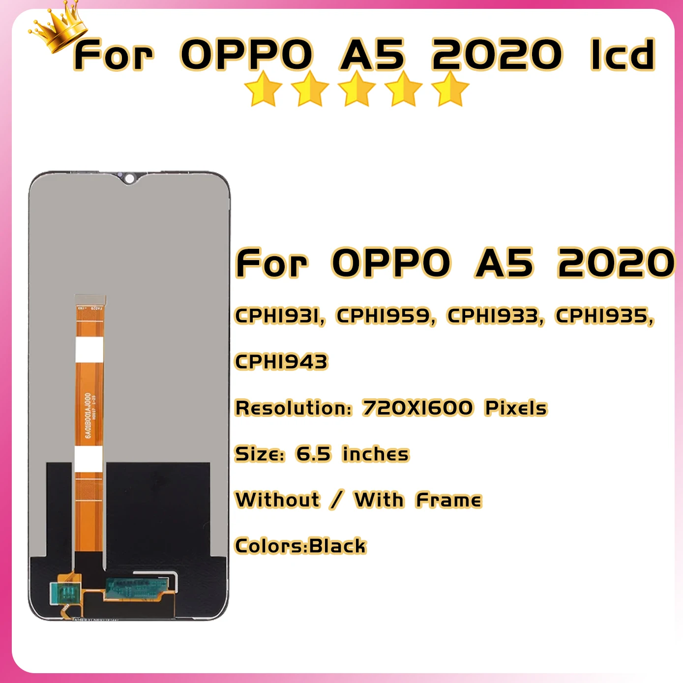 For Oppo A5 2020 A11 A11X LCD Display With Frame Screen Touch Panel Digitizer CPH1931 CPH1959 CPH1933 CPH1935 Replacement Parts