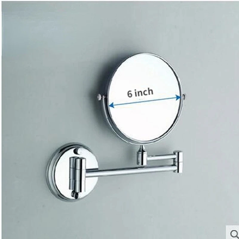 Bathroom Makeup Mirrors 6 inch Wall Mounted Bathroom Mirror 360 Degree Telescopic Folding 2-Face Double Bath Cosmetic Mirrors