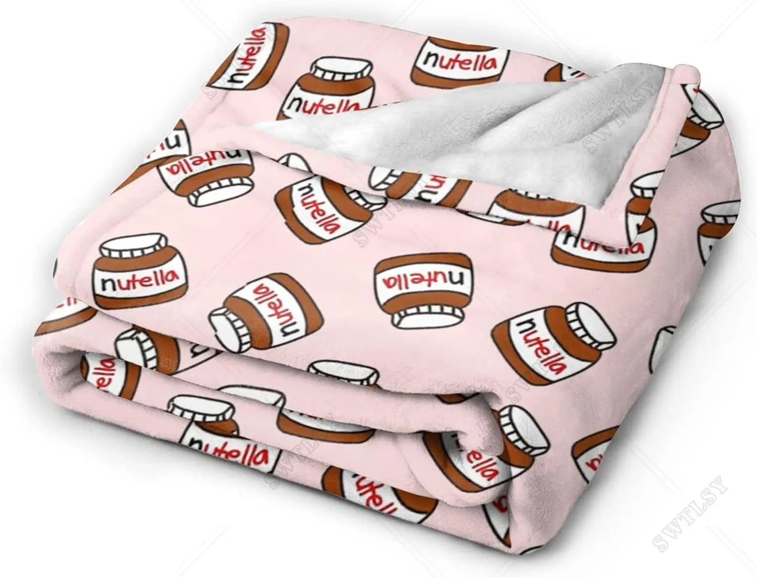 Seamless Nutella Printed Flannel Fleece Throw Blanket Soft Cozy Warm Bed Blanket for Kid Adults All Season Fluffy Fleece Blanket