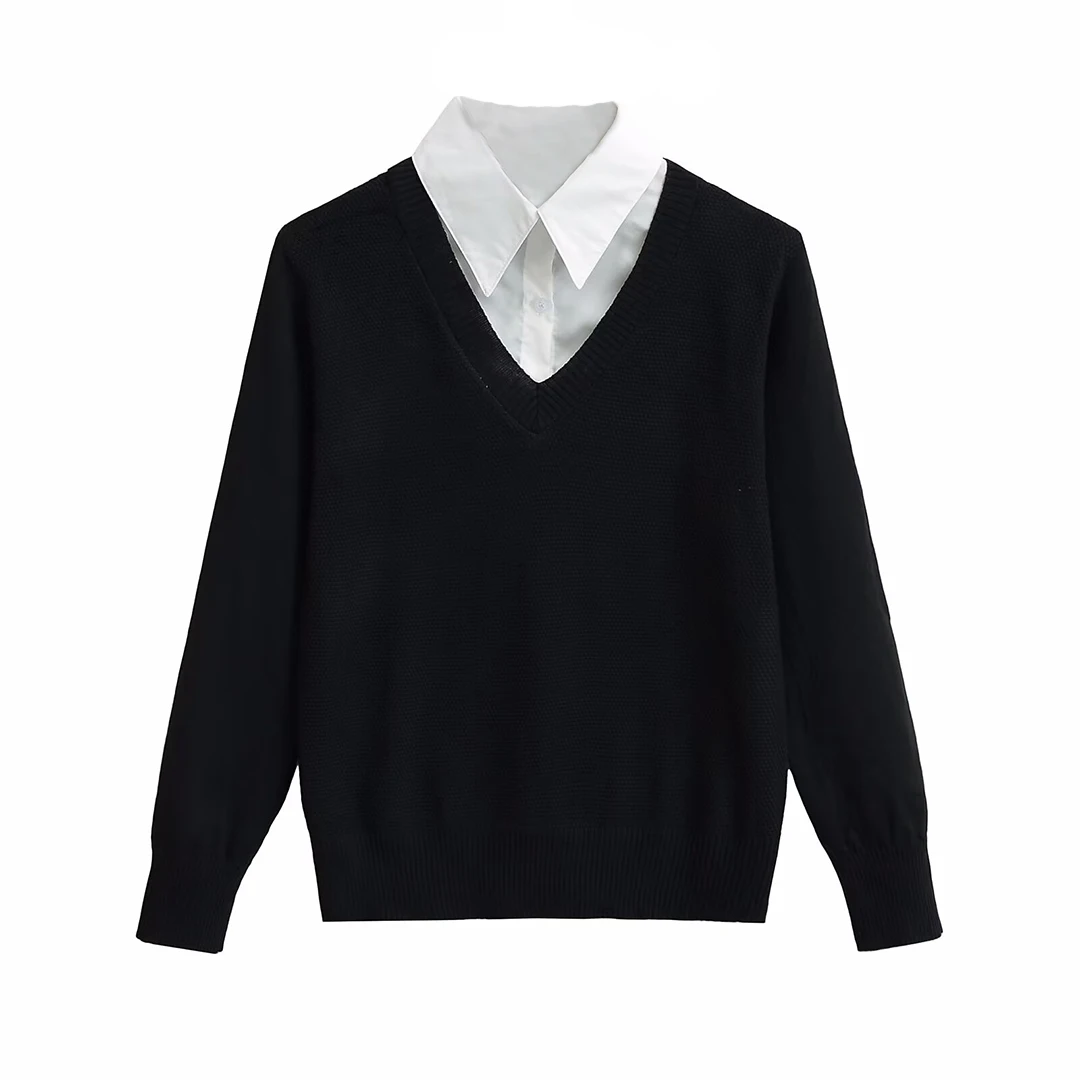 

KASLEAD Новый модный простой вязаный топ, женский уличный свободный крой, длинный свеч Ne, однотонный полиэстер...