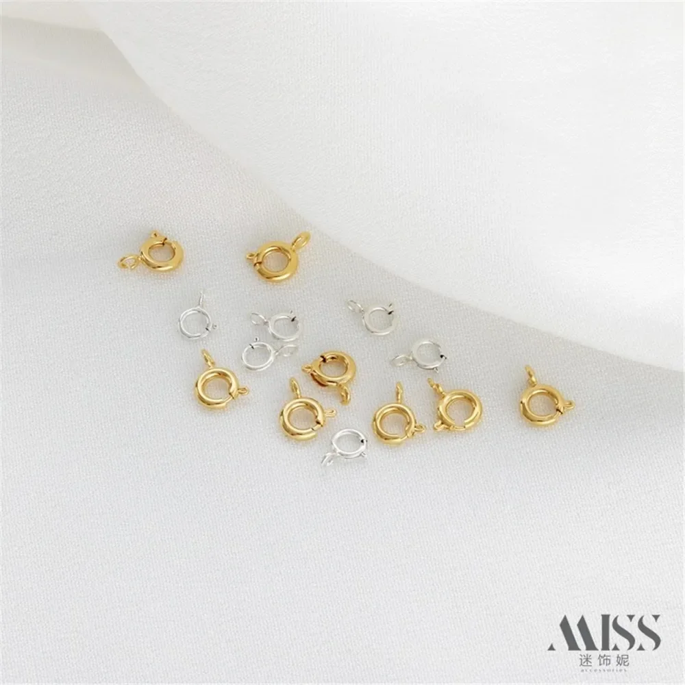 مشبك زنبركي مستدير من الذهب عيار 14 قيراط مع مشبك جراد البحر لقلادة سوار الفضة DIY وإكسسوارات صنع المجوهرات