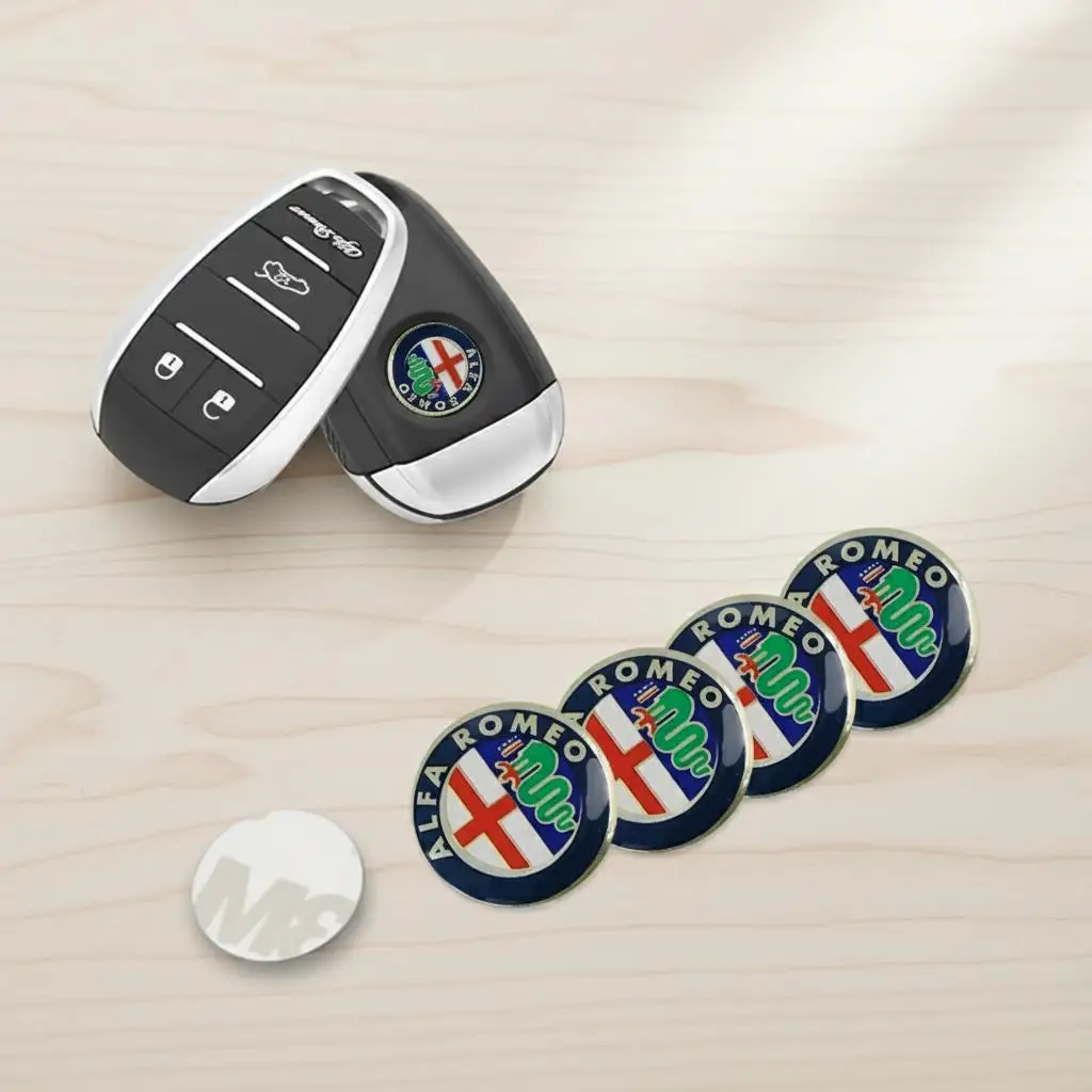 

5Pcs For Alfa Romeo 156 159 147 4C 8C 166 Giulia Giulietta Mito Stelvio Spider GT Aluminium Metal Car Key Emblem Stickers