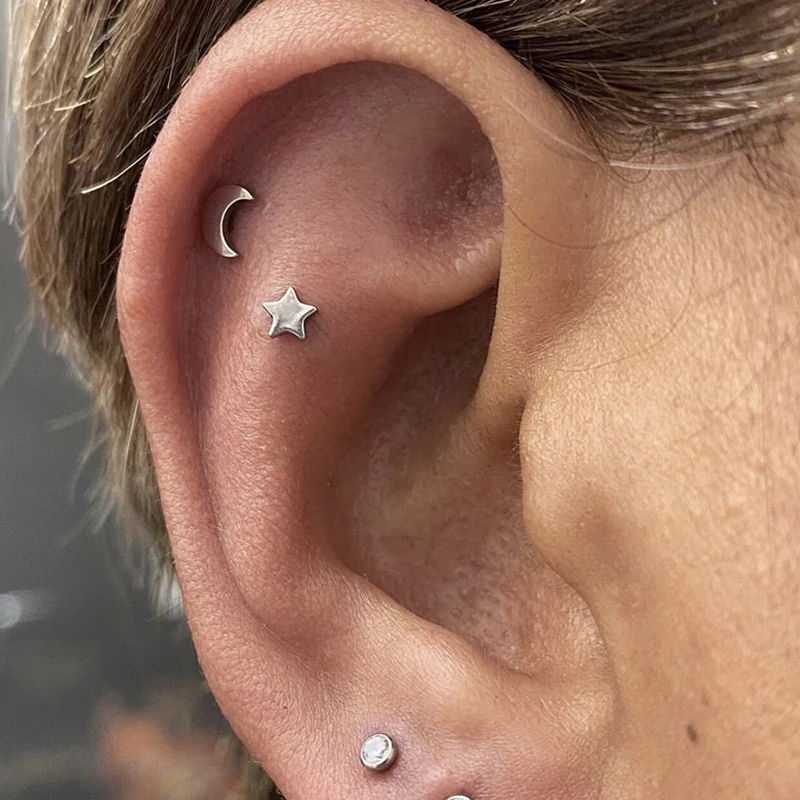 G23 Titan Tragus Piercing Herz 16G Oreja Mond Blitz Ohrstecker Piercing Nariz Conch Knorpel Helix Ohrringe Labret Schmuck – Detail 13