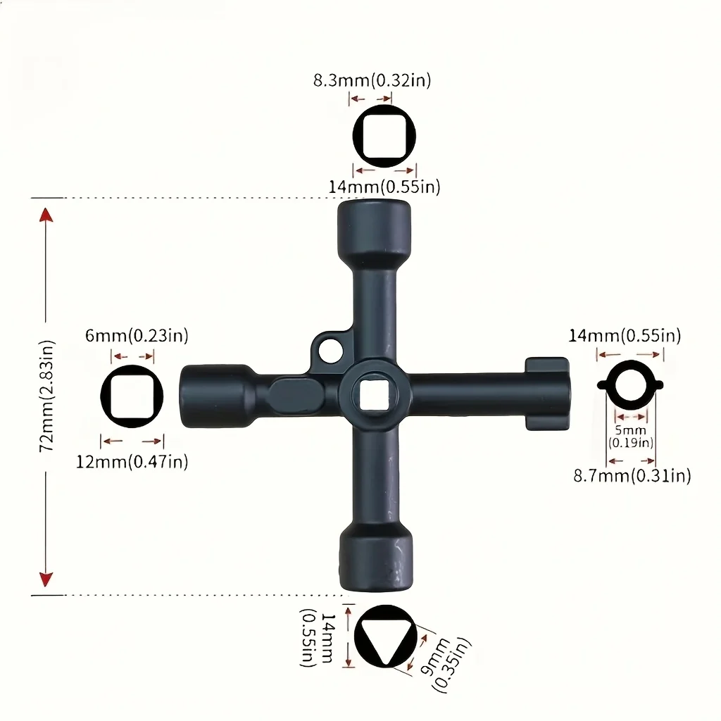 Versatile 4-Way Utility Key Zinc Alloy Key for Locks Multifunction Cross Switch Square Key Wrench Alloy Universal Triangle Key