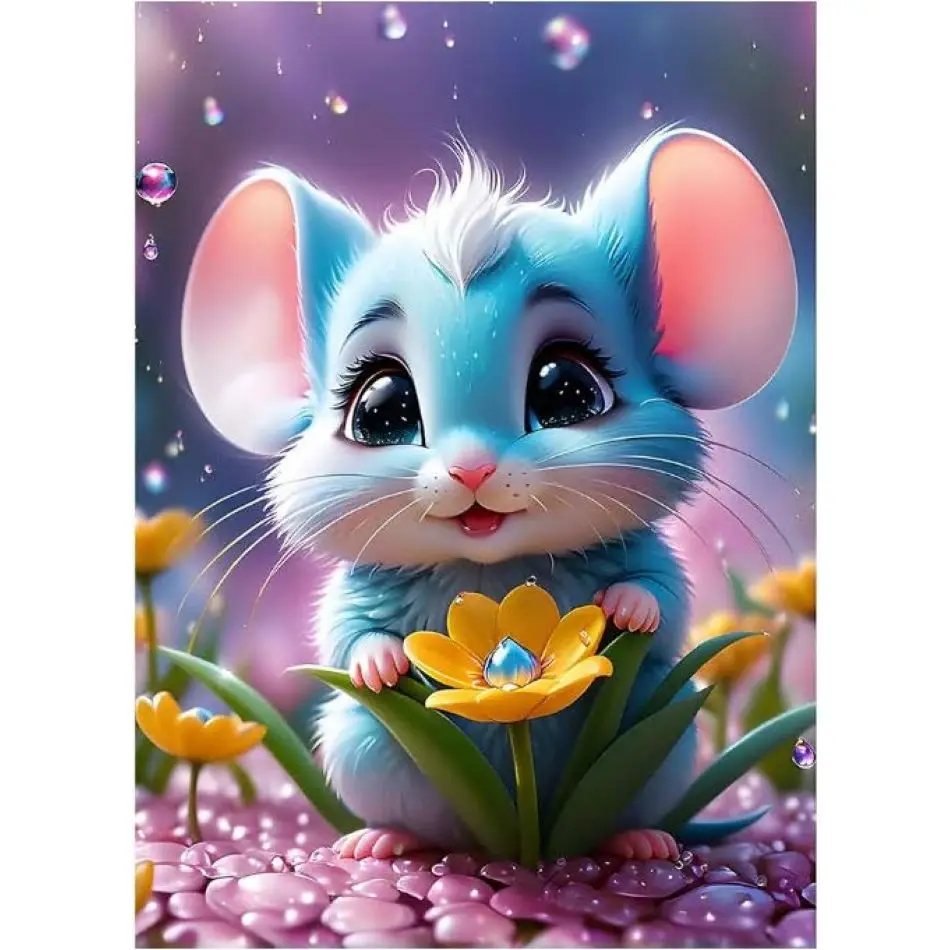 RUOPOTY Cute Mouse Diamond Painting Kit Handiwork Art Decorative Paintings Animal Full Round Modern For Adults Diy Crafts
