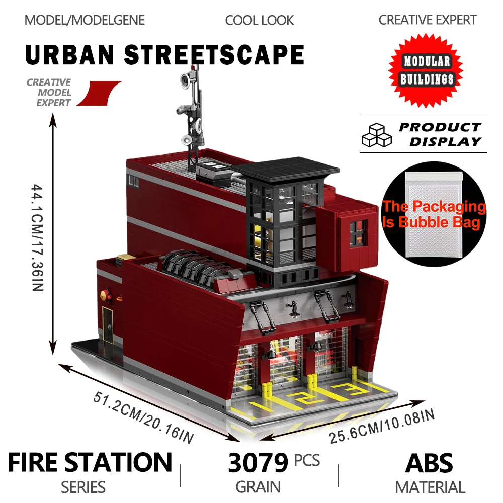 

Fire Station Building Blocks Street View Model City Modular Assembly Sets Big Size 3079PCS Bricks Christmas Toys Kid Adult Gifts