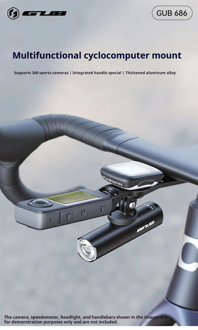 GUB MTB Rennrad-Lichthalterung aus Aluminiumlegierung, Drehbare Fahrrad-GPS-Halterung, Unterstützt 360-Grad-Kamera für Mountainbikes & Rennräder – Detail 6