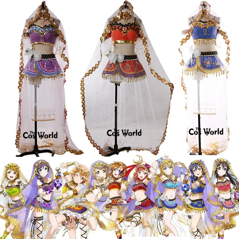 Love Live 9 Characters Arabia Dancing Diva Kousaka Honoka Minami Kotori Sonoda Umi Ayase Eli Customize Anime Cosplay Costumes