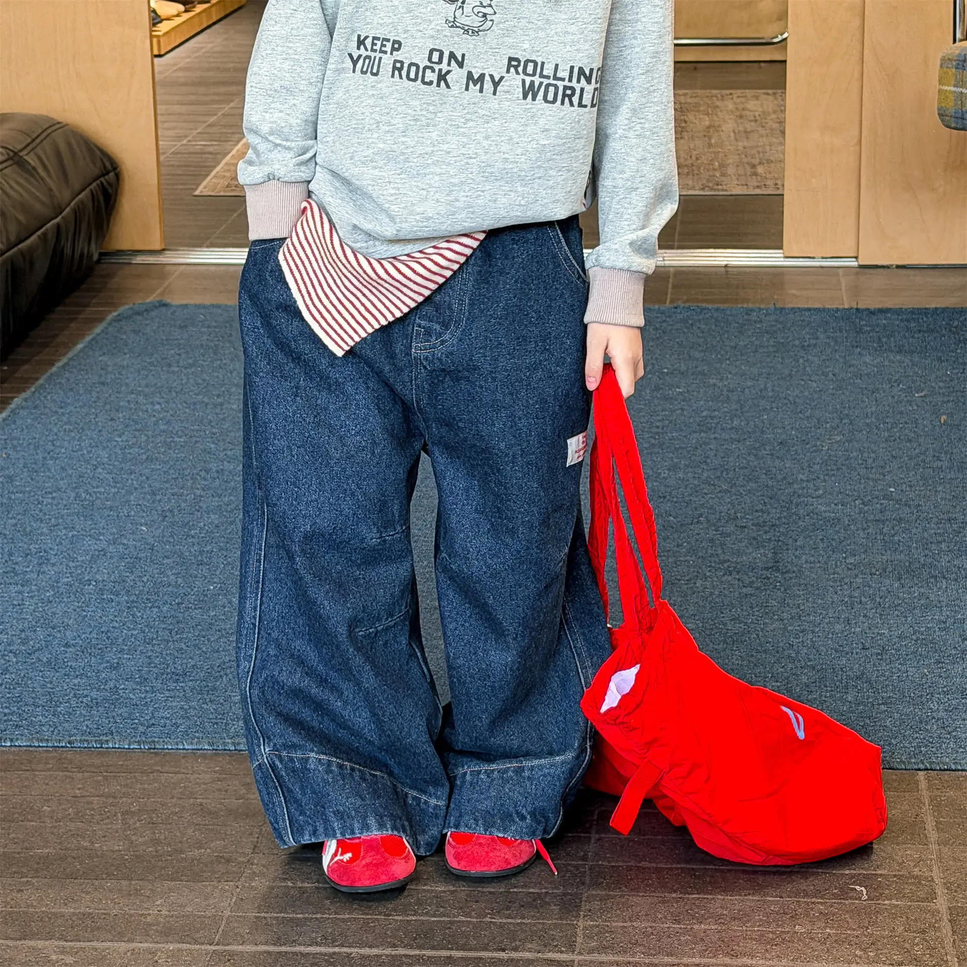 

2026 Spring New Children Denim Trousers Kids Casual Pants Fashion Boys Loose Jeans Baby Girls Wide Leg Pants Toddler Clothes