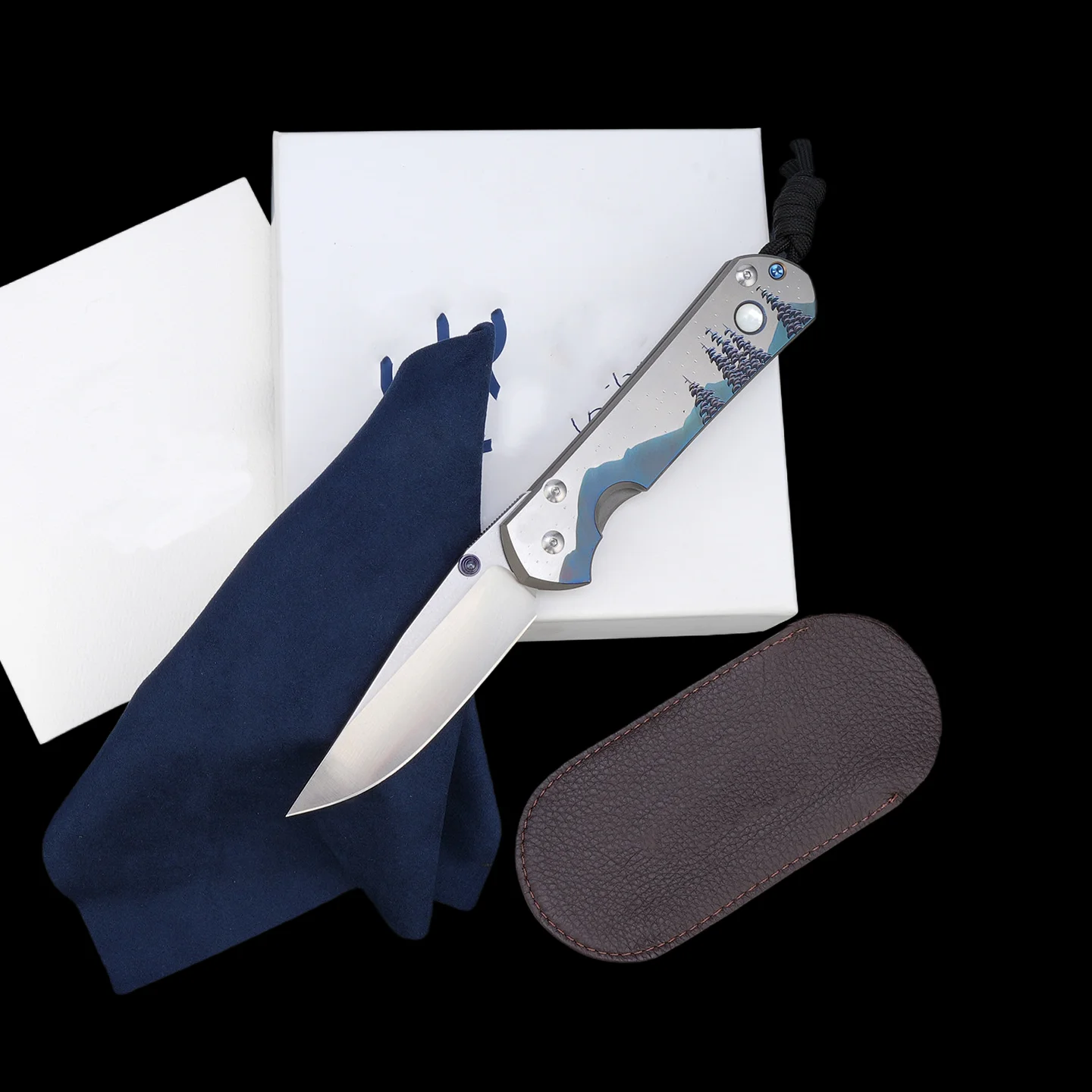 CR- Night Sky Sparkling Folding Knife, titanium alloy anodized gradient handle, M390 Pure handcrafted knife