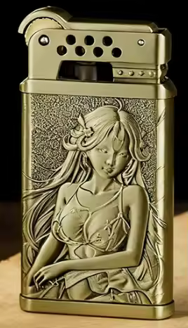 TH old style double relief funny lady two color oil lighter
