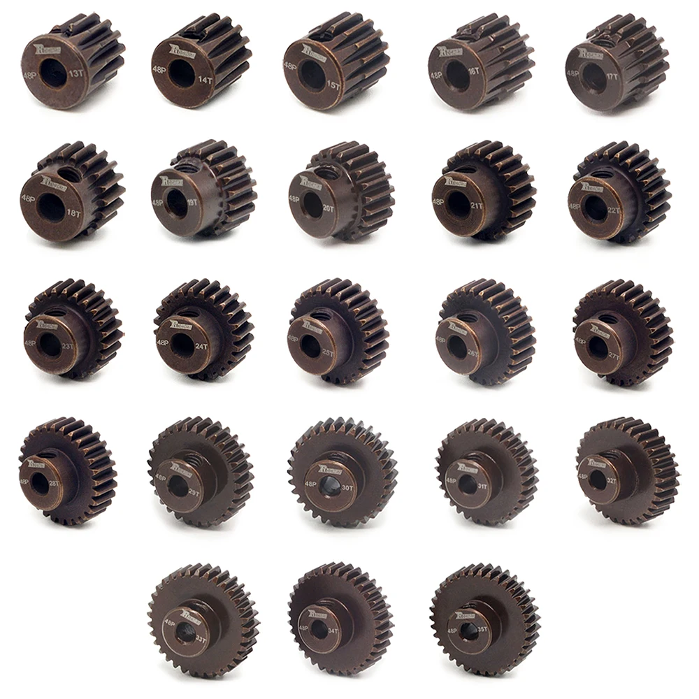 Rocket 48DP 3.175mm Hardened Metal Pinion Gear 13T-35T Gear Set for 1/10 1/12 1/14 RC Car F540 3650 3660 Brushless Brushed Motor