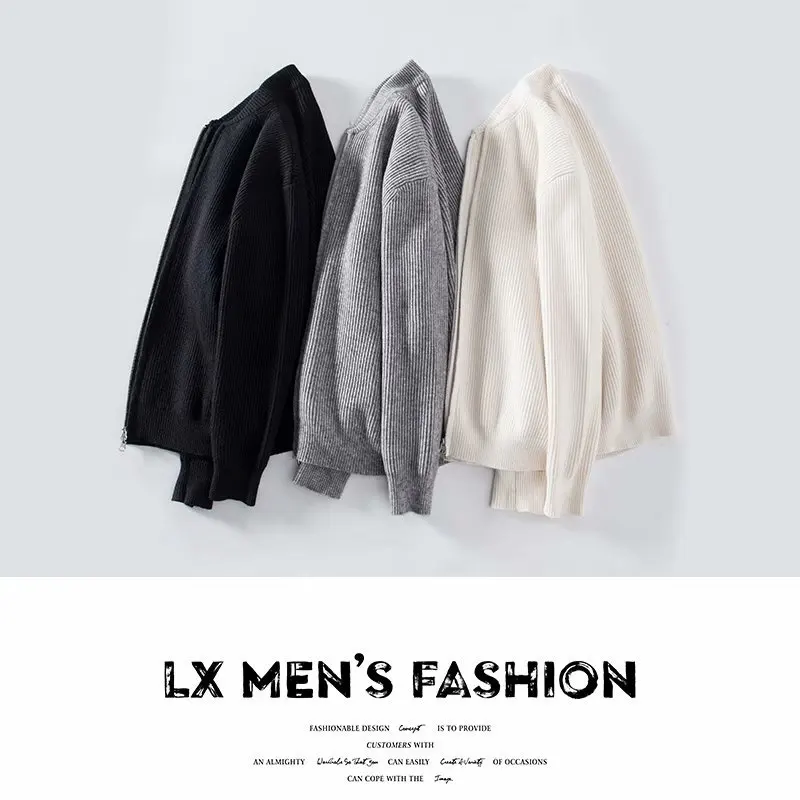 2023 Men Spring Autumn Warm Cardigan Men Zipper Sweaters Jackets Mens Slim Fit Knitted Sweatercoat Thick Cardigan Sweater Coat