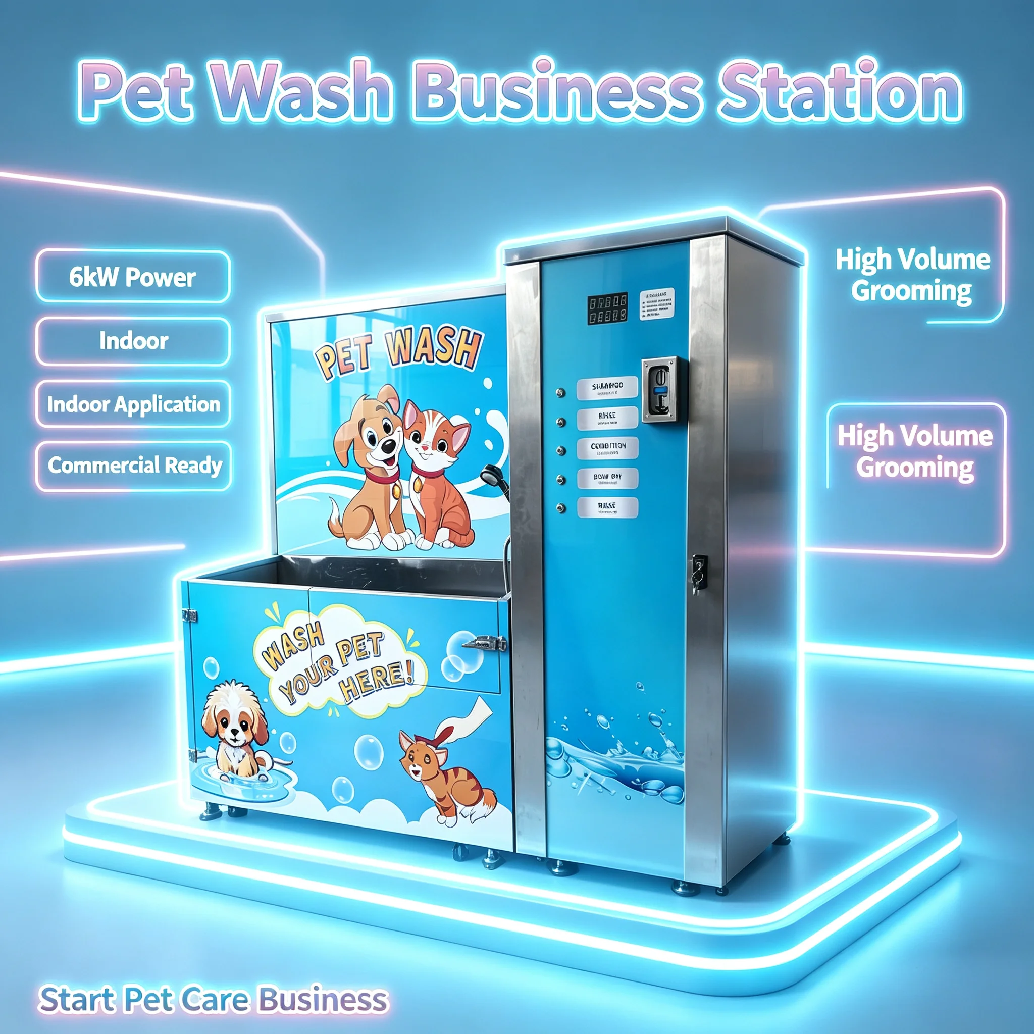 Indoor Pet Washing Machine, Business‑Grade Foldable Bathing Unit, Custom Device for Self‑Service Pet Care Business Custom