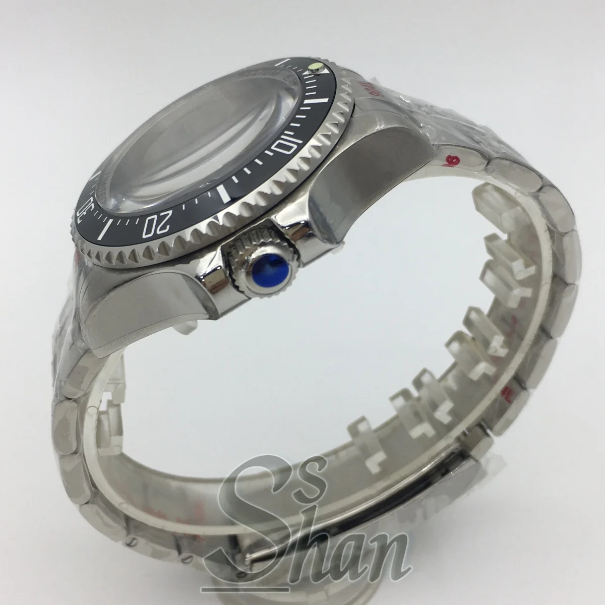 Caixa de mergulho 10ATM 43mm caixa de vidro safira com NH35 NH36 NH38 NH34 GMT ETA 2824 PT5000 pulseira de aço inoxidável moldura de 120 clique