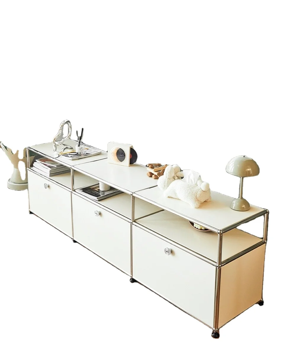 Muebles Disson, diseño nórdico moderno, muebles modulares de estilo clásico, almacenamiento de Metal, mueble de TV para sala de estar familiar con brillo blanco
