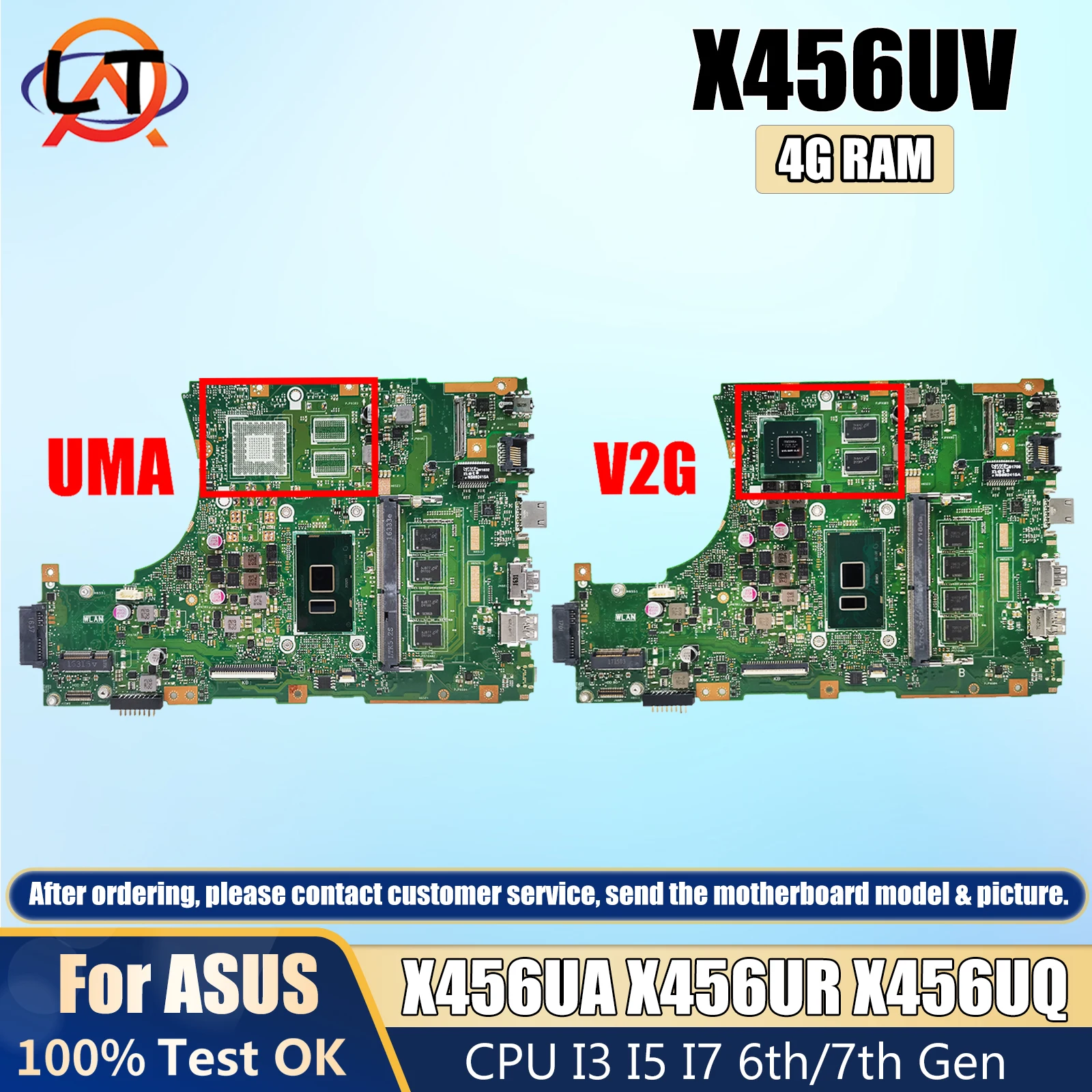 

X456UV/X456UR/X456UA/X456UQ notebook Mainboard X456UVK X456UJ A456U F456U X456UQK Laptop Motherboard CPU I3 I5 I7 6th/7th 4G-RAM