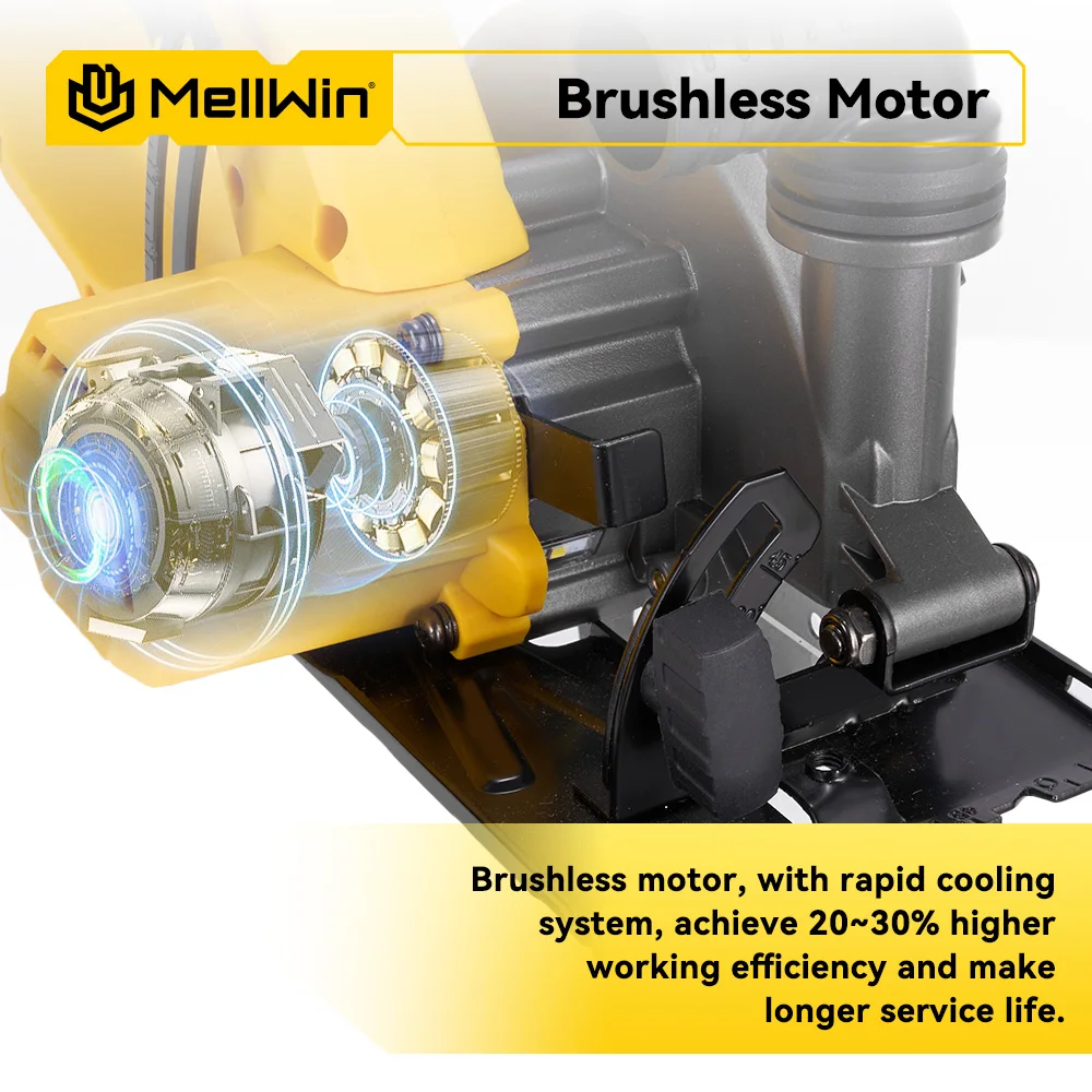 MELLWIN Electric Circular Saw 150mm 6 Inch Brushless Handheld Multi Function Power Tool for Makita 18V Battery Pin - Image 3