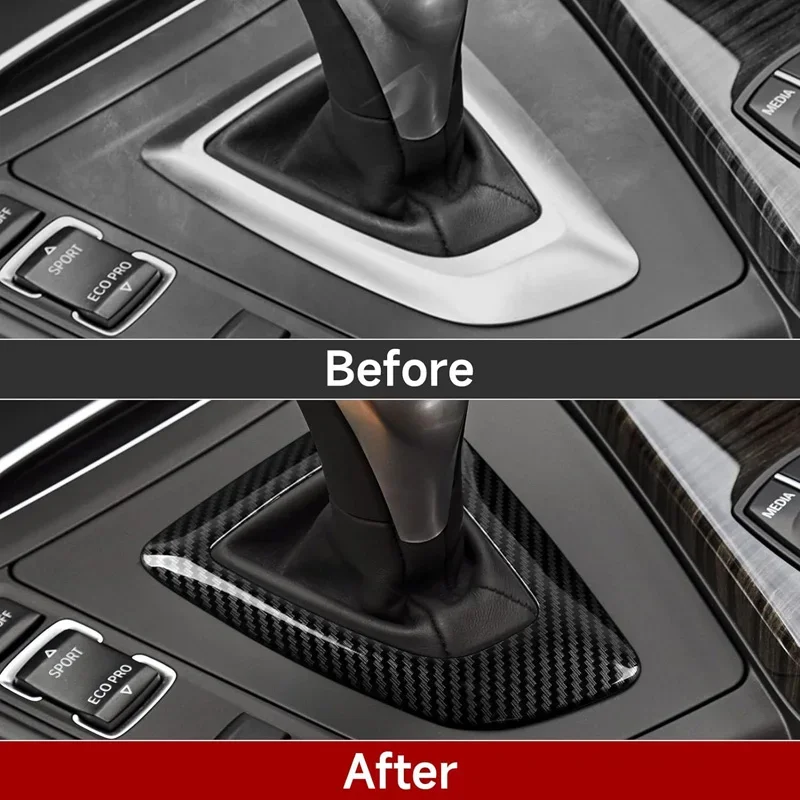 ألياف الكربون نمط وحدة التحكم المركزية التحول رئيس قاعدة لوحة البلاستيك مناسبة لسيارات BMW F21 F20 F22 F23 F30 F31 F32 F34 F33 F35 F36