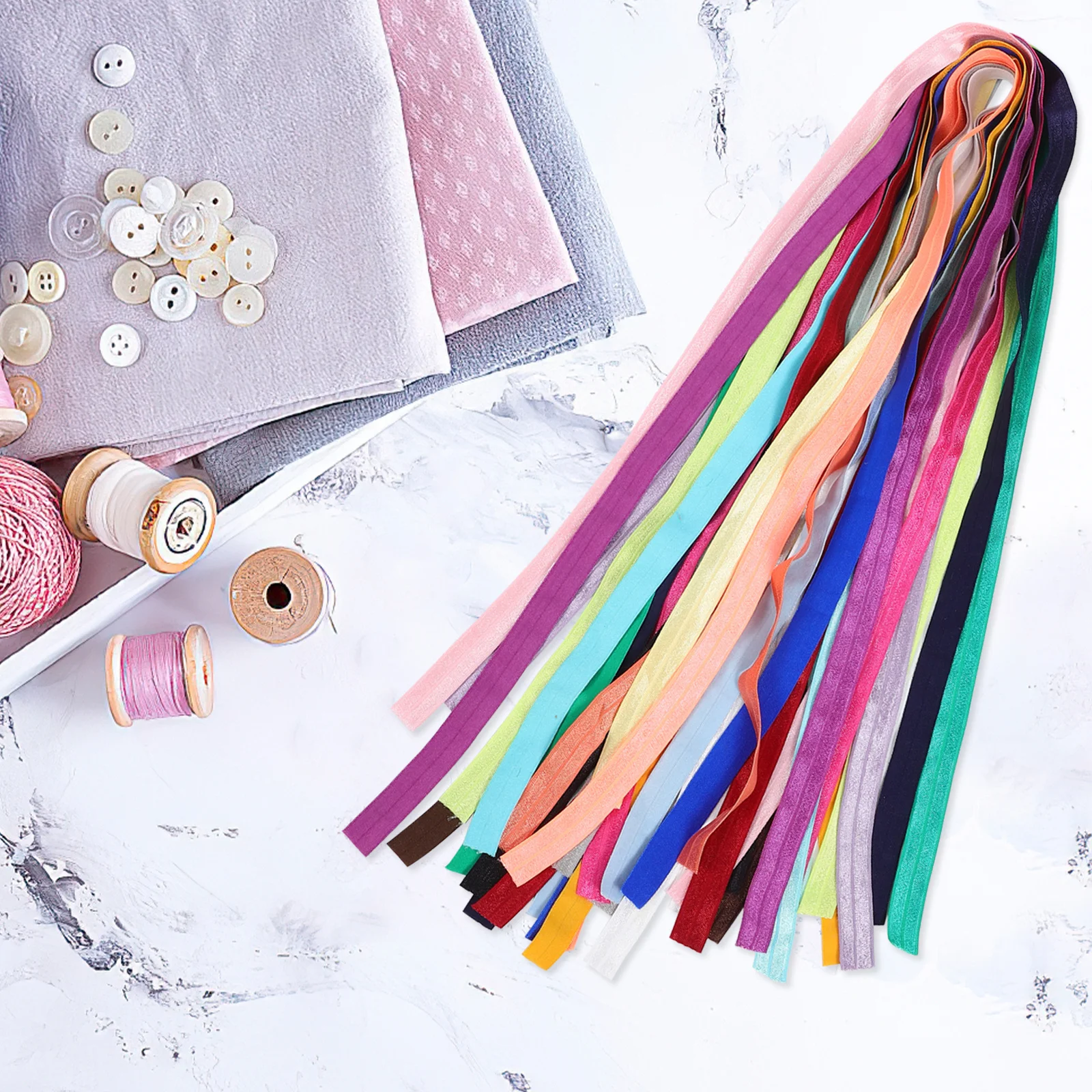 

DIY Elastic Band Colorful Flat Ribbon Polyester Elastic Band for Baby Clothes Sofa Straps Headbands Garment Sewing Accessory