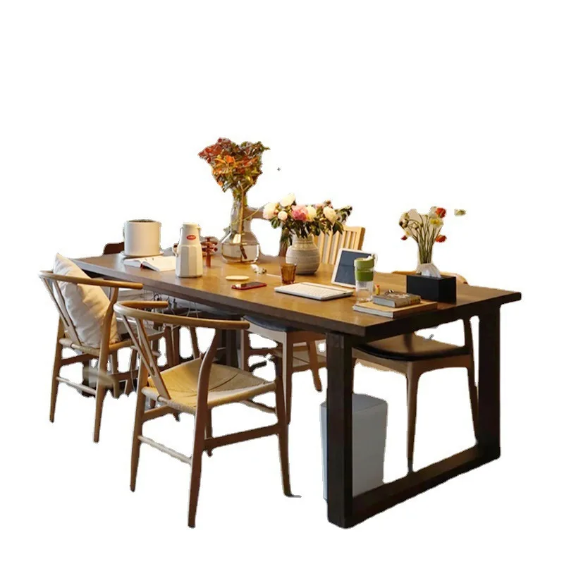 *Modhomi Industrial Wood Metal Dining Table Combination Modern Loft Style Decor